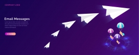 紫色纸飞机电子邮件矢量素材