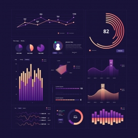 紫色调的信息数据统计总结报表素材