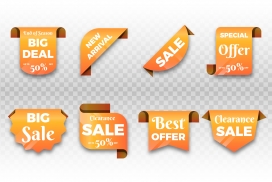 创意卷边的折扣销售标签素材下载