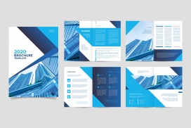 蓝色房地产上市企业年度PPT宣传册设计素材下载