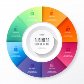 五彩渐变的圆形步骤素材图