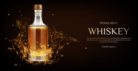 被火焰包围的金色威士忌素材下载