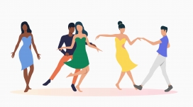 轻松舞步的卡通人