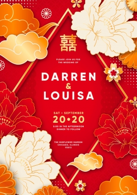 中国风喜庆的婚礼邀请模板