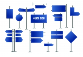 蓝色道路标志指示牌素材