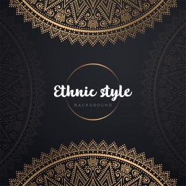 对称圆形金箔花纹素材