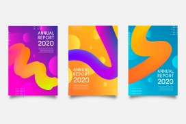 五彩的抽象年度报告卡片海报模板