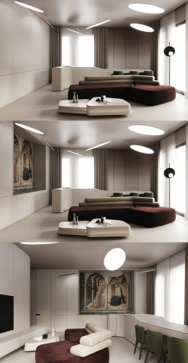 带星际飞船风格家具的未来派家居装饰