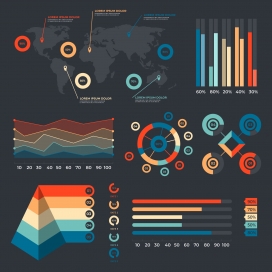 复古颜色的信息图表平面素材设计下载