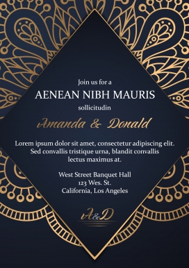 带有欧美民族风格的东方婚礼邀请卡模板