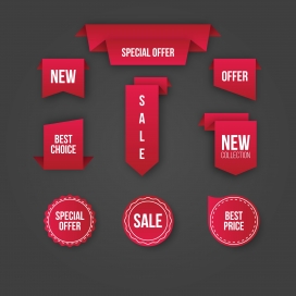 简洁精致的红色折扣促销包角素材下载