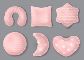 不同形状的粉红色枕头