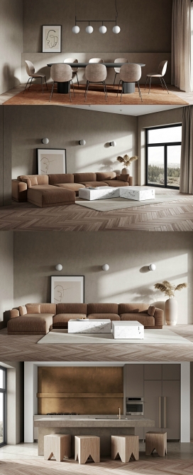 温暖有趣新丝般光滑墙体的室内设计