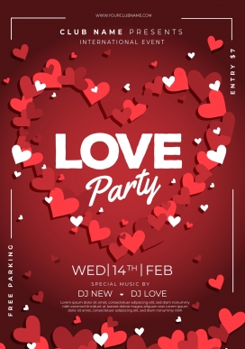 爱心情人节拼图海报素材下载