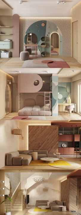 乌克兰基辅带有独特装饰配件的室内空间设计