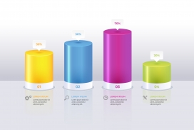 五颜六色的百分比圆柱体图表素材