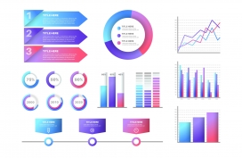 五彩渐变的梯度信息图形元素集