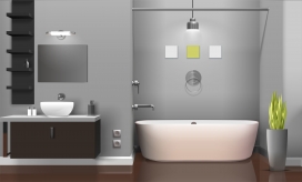 现代简约大方带浴缸的小户型浴室内部设计效果图