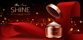 红色奶油罐化妆品素材下载