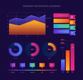 彩虹色渐变信息图形元素素材