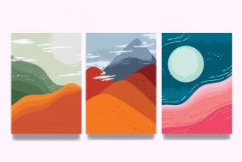 日式风水墨卡片装饰画素材下载