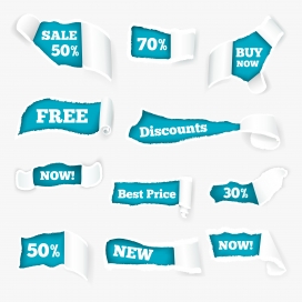 创意撕碎的折扣卷纸片