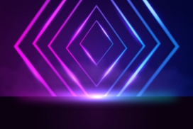 五彩蓝紫三角形霓虹灯素材