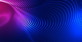 发光扭曲流畅的蓝紫数字粒子技术背景
