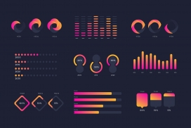 红黄渐变色信息图表素材下载