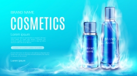 蓝色冰烟云冷却美容化妆品素材