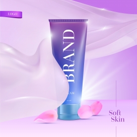 紫色柔软的手霜化妆品广告素材下载