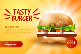 汉堡包快餐分层素材海报宣传册