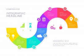 S曲线型五彩信息图表素材