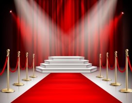 舞台灯下的红色地毯素材