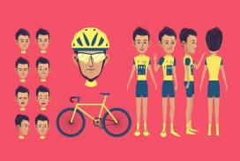 自行车卡通运动员分解素材图