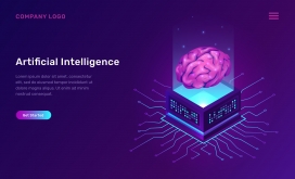 紫色科技芯片大脑素材