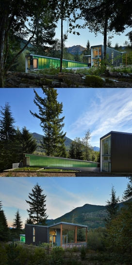 喀斯喀特山脉山脚下的现代客舱