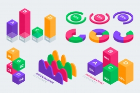 五彩立体的数据图表素材下载