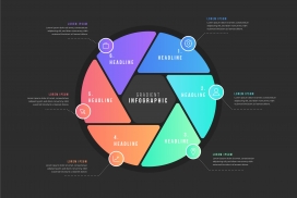 五彩六边圆形信息图表