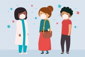 戴口罩的卡通素材图