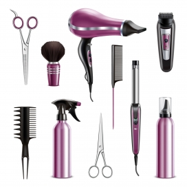 紫色理发师工具素材