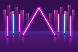 紫色交叉竖立的霓虹灯