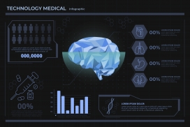 钻石菱形科技大脑技术医疗信息图表
