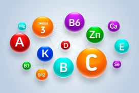 圆形交叉线链接的复合维生素矿物质图表素材