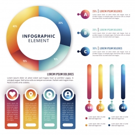 带点复古风格的五彩信息渐变图表素材