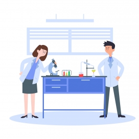 卡通类实验室里的科研人员素材图