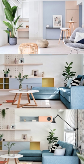 粉色和蓝色室内设计