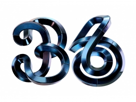 质感金属扭曲的数字字体字母设计