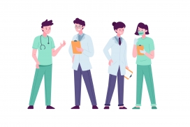 沟通交流的卡通医生护士图