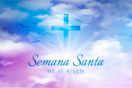 蓝紫渐变的十字架素材图